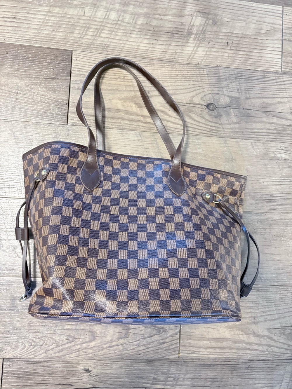 Brown Checkered Tote Bag